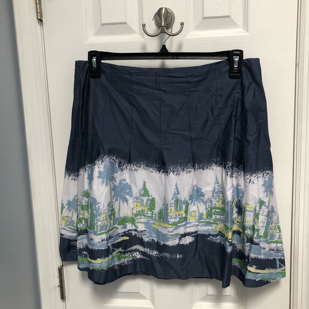 Old Navy Blue A-Line Skirt with Coastal Print travel Resortwear